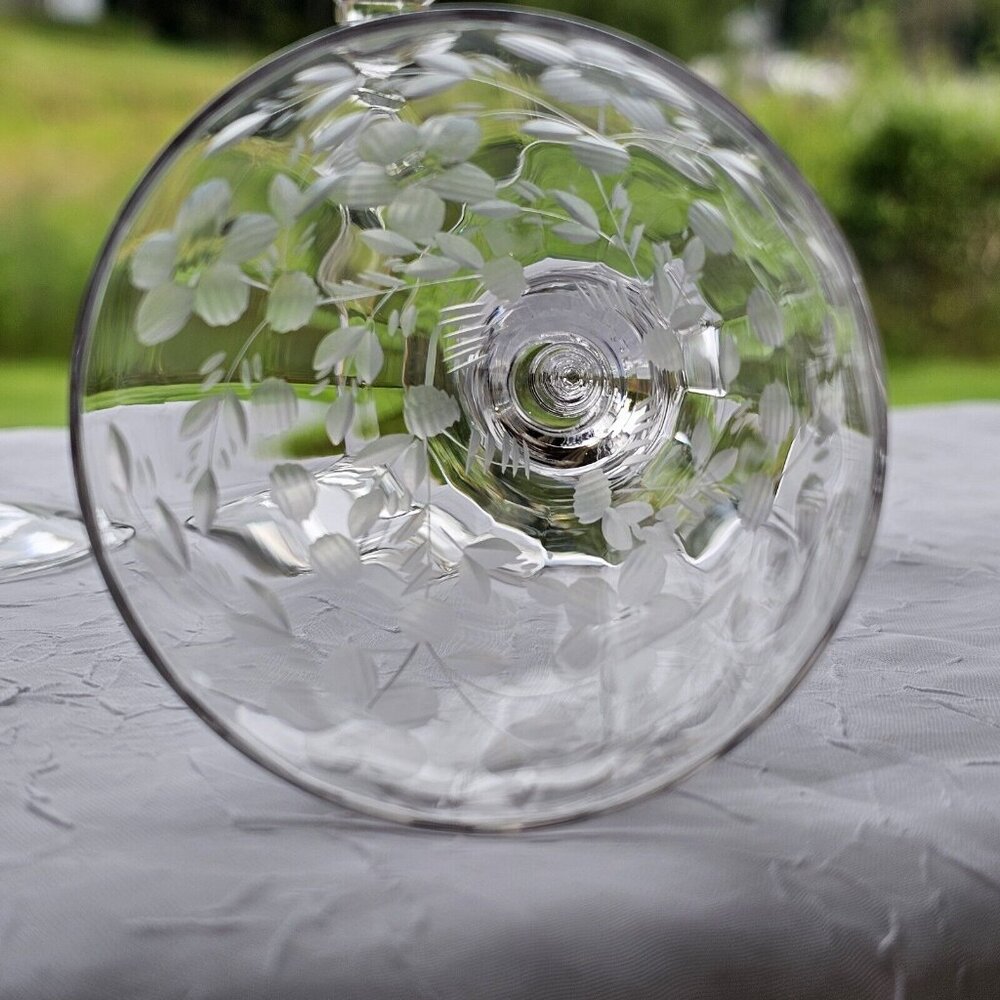 Rock Sharpe Optic Floral Cocktail Glasses 5.25" set/3 gray wheel cut 2011-15 - Picture 7 of 11